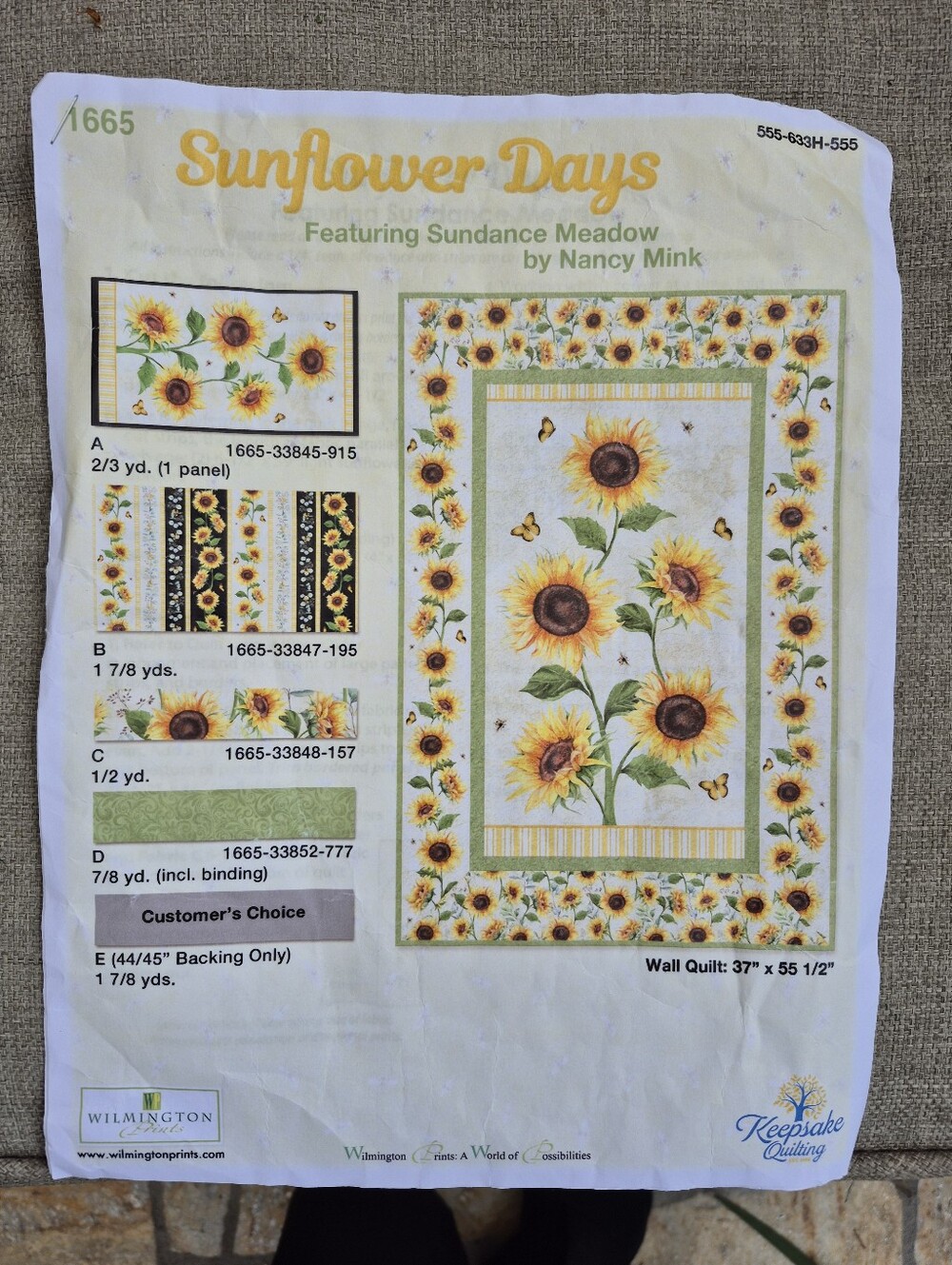 Sundance Meadow  Wall Quilt Kit Designed By Nancy Mink - Sunflower Days.